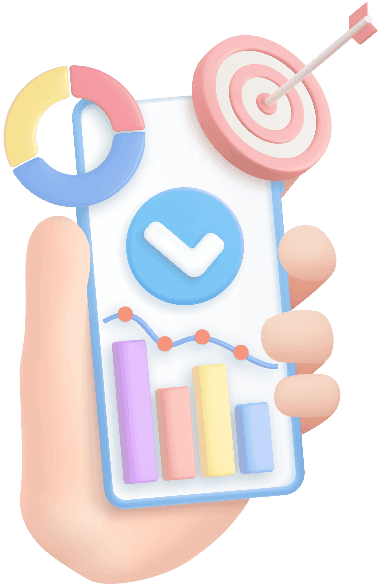 3D illustration of analytics on a mobile phone